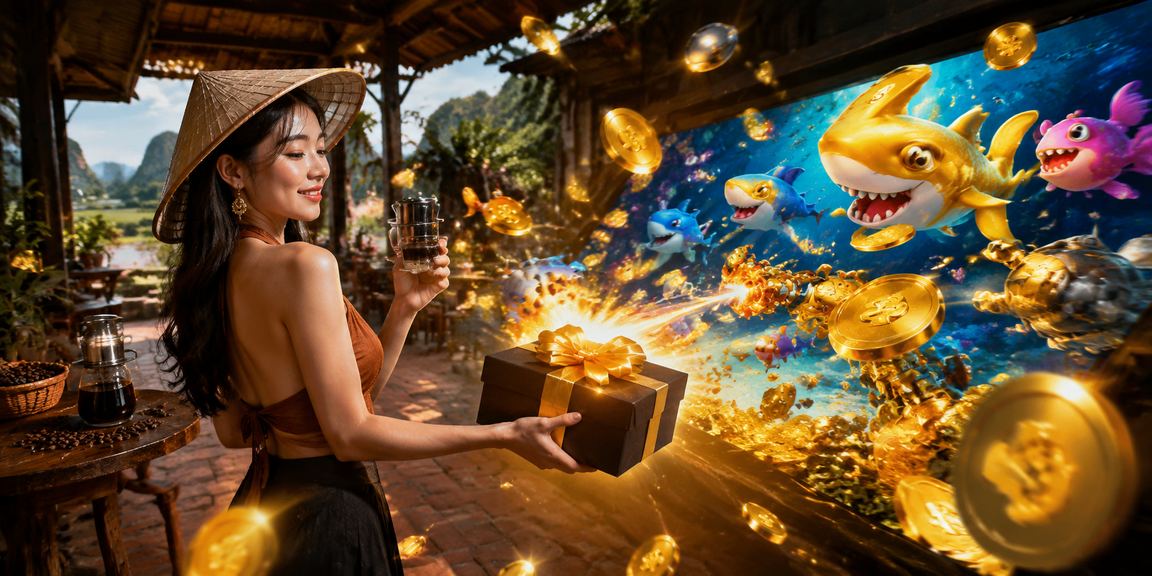 Người dùng tại Ninh Bình thư giãn tại quán cà phê và sử dụng dịch vụ cá cược trực tuyến trên điện thoại